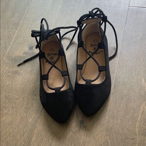 Girl size 11 dress shoes with lace around the leg